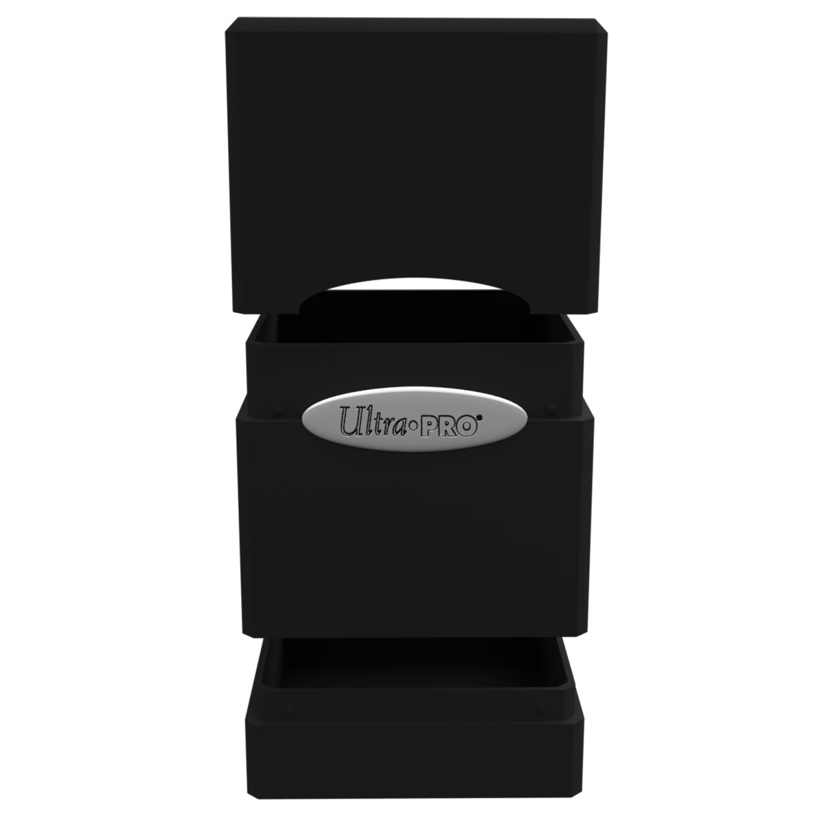 Ultra PRO Classic Satin Tower Deck Box Jet Black – open front